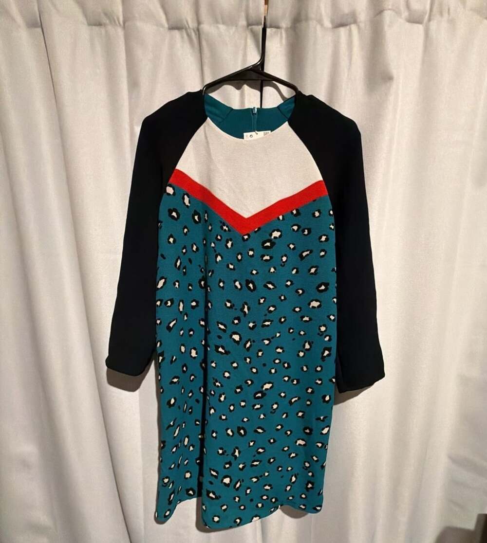 Zara Trafaluc Animal Print Dress Size S Green White Red